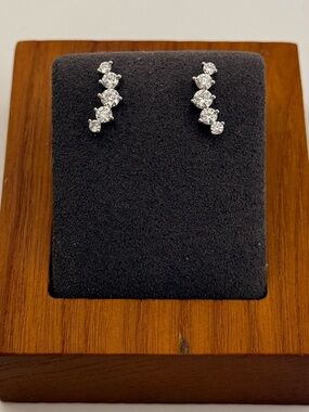 Real Moissanite Diamond Climber Earrings VVS1 D Color + GRA